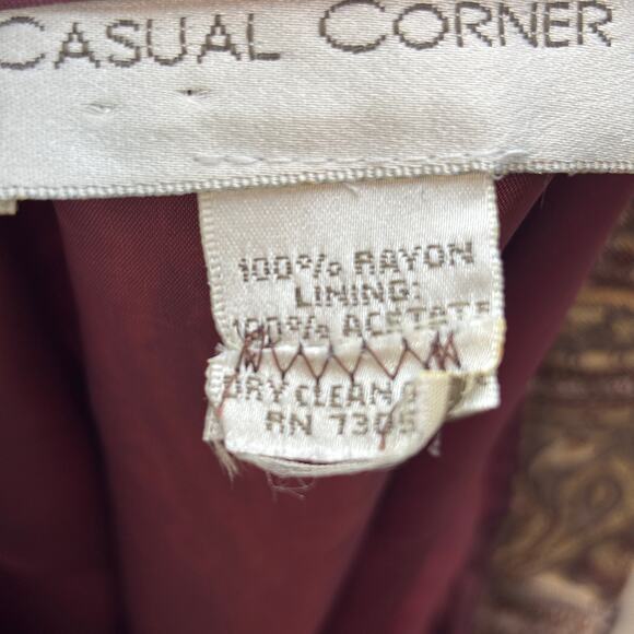 Vintage Paisley Wrap Skirt Neutral Browns Lined 90s Midi Boho Preppy Career Sz 2 - Picture 5 of 8